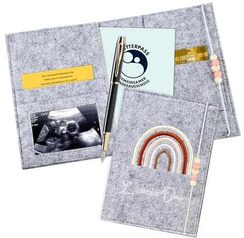 MINISONA Funda protectora de fieltro para pasaporte de maternidad alemana, con compartimentos, color gris claro (regalo para embarazadas) (gris claro)