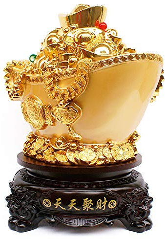 GaRcan Feng Shui Ornamente Statue Goldener Barren/Yuan Bao Schatzbecken Reichtum Porsperity Figur Dekor für Büro und Zuhause,B (A)