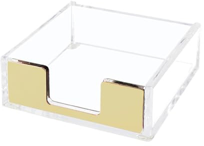 NatSumeBasics Gold Sticky Note Holder Clear Acrylic Yellow Post Note Pad Holders Memo Dispenser Case for Desk Office School Aesthetic Supplies Accessories (Pure Gold)