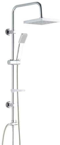Set Colonna Doccia senza Miscelatore con Supporti Regolabili Completo di Doccetta e soffione in ABS 20x20