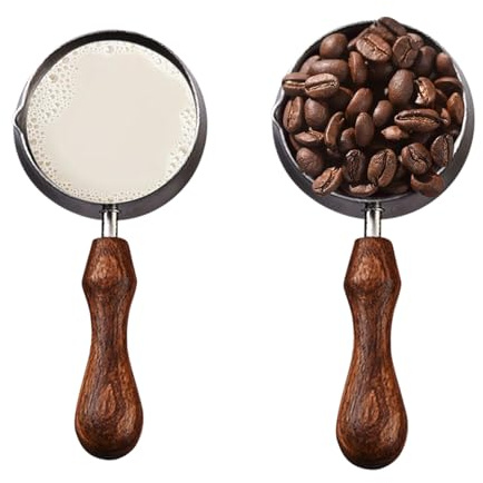 2Pcs tasses à mesurer en acier inoxydable, tasse à mesurer avec manche pour mesurer les liquides et les solides, outil de cuillère en bois doseuse de cuisine pour mesure de cuisson (60 ml/100 ml)