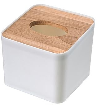 Kosmetiktücher Box Holz Tissue Box Halter Toilettenpapier Handtuch Serviette Aufbewahrungsbox Seidenpapier Spender Fall Home Office für Esszimmer Badezimmer Schlafzimmer(White)