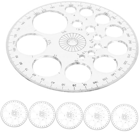 HAPINARY 6piezas Transportador De Geometría De Transparente Reutilizable Herramienta Práctica para Dibujar Círculos Transportador Geométrico Matemático Unidades