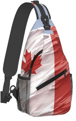 QVUEagriSJ Schultertasche für Herren und Damen, Crossbody-Rucksack, Wilder Elch, schwarz, gestreift, 1, Crossbody-Tasche, Brusttasche für Reisen, Sport, Weiße und rote Flagge, Einheitsgröße,