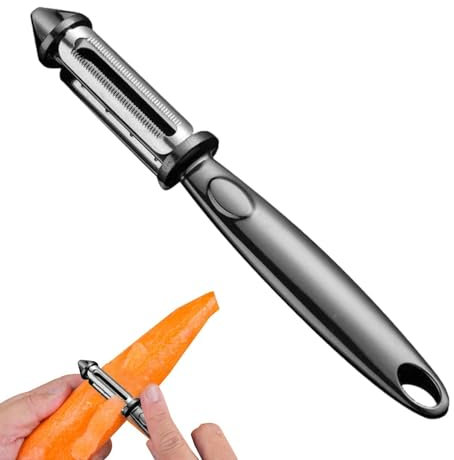 Gemüseschäler für die Küche - 3 in 1 Rotierende Gemüsereibe aus Edelstahl | Spülmaschinenfest, Gemüsereibe mit ergonomischem rutschfestem Griff, Birnen-Küchenwerkzeug