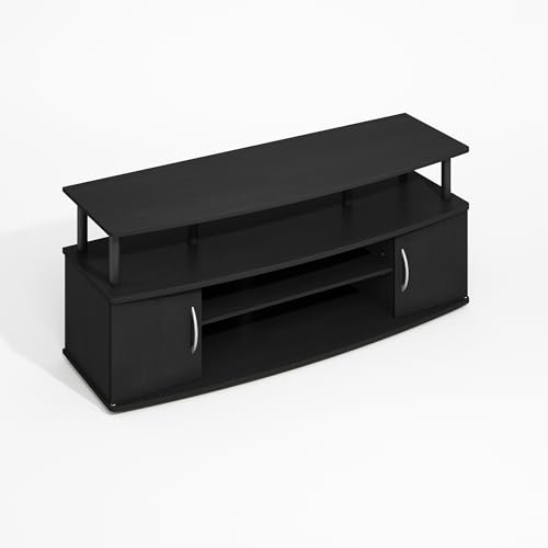 Furinno Jaya TV Stand, Large Entertainment Center, TV Console for TV up to 55 Inch, for Living Room, Bedroom, Darkwood
