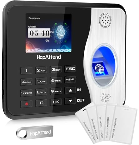 HapAttend zeiterfassung für kleinbetriebe, Fingerabdruck stempeluhr arbeitszeiterfassung stempeluhr, Deutsche Ausgabe stechuhr zeiterfassung Mitarbeiter mit 5 RFID (0 monatliche Gebühren H3) | Ausgabe Stechuhr Arbeitszeiterfassung Mitarbeiter Automatische Berechnung der Arbeitsstunden mit 5 RFID-0 monatliche Gebühren