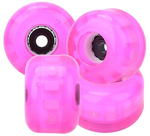 Skateboardhjul, 4st MS2409 PU Rosa 54x36mm Dubbel Rocker Blinkande Hjul Skatehjul Longboardhjul Nedfartsglidande Hjul för Dubbel Skev Platta