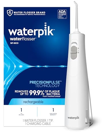 Waterpik Hilo dental portátil inalámbrico 1100 recargable para limpieza de dientes y uso de hilo dental, viajes, cuidado de aparatos ortopédicos, encías más saludables, impermeable para ducha