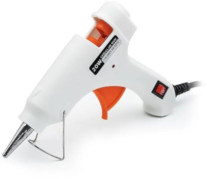 NoyoRo Pistola per colla senza fili, 12 V, con 20 bastoncini di colla, preriscaldamento rapido, mini pistole per colla a caldo, kit per bambini, fai da te, progetti scolastici, colore bianco