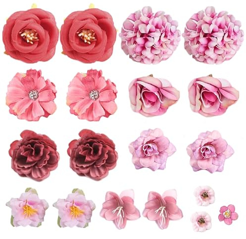 Flower Cake Decorations – 19PCS Artificial Flowers for Decoration, Realistic Silk DIY Craft Flowers, Handmade Floral Ornaments for Cake Flower, Photo Props, Home Decor, Party & Wedding Decoration