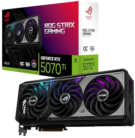 ASUS ROG Strix GeForce RTX 5070 Ti 16GB GDDR7 Gaming Grafikkarte (Nvidia GeForce RTX5070 Ti DLSS 4, 3,2-Slot Design, PCIe 5.0, 3X DisplayPort 2.1b, 2X HDMI 2.1b, ROG-STRIX-RTX5070TI-16G-GAMING)