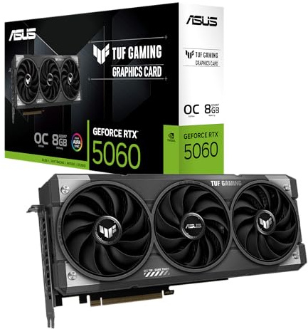 ASUS TUF Gaming - Scheda grafica NVIDIA GeForce RTX 5060 8 GB GDDR7 OC Edition, (PCIe 5.0, HDMI/DP 2.1, slot 3.1, componenti di grado militare, rivestimento PCB protettivo, ventole Axial-tech