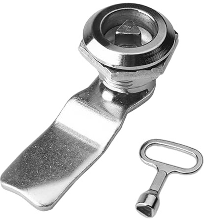 Electric Meter Box Latch with Triangle Key - Gas Meter Lock, Post Box Lock, Threaded Cam Mailbox Cabinet Drawer Furniture Lock (18MM-1PACK) Silver