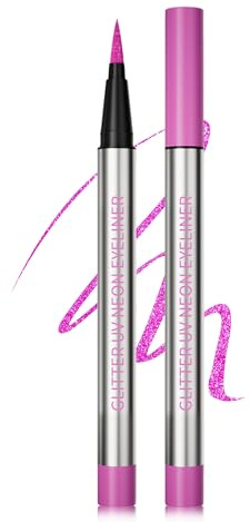 Eyeliner Liquide Paillettes Waterproof, Crayon Liquide Néon UV, Tenue Métallique, Paillettes Multicolores, Longue Durée, Facile à Utiliser et Hautement Pigmenté, Séchage Crée des Lignes-06#Violet