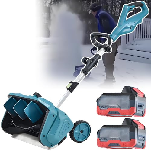 Ariete Elettrico Portatile Fai-da-te per Marciapiede - Pale per Neve a 45° - Spazzaneve Invernale, Profondità di Rimozione della Neve 40,7 cm, Profondità di Lancio della Neve 20 cm ( 2batteries)