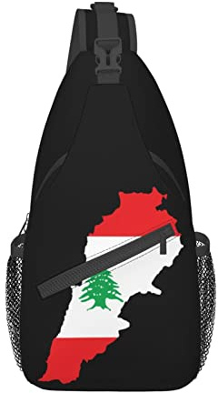 Brusttasche Libanesische Flagge Karte Slingtasche Leichte Verstellbarer Rucksackgurt Chest Herren, Für Radfahren, Outdoor, Schule