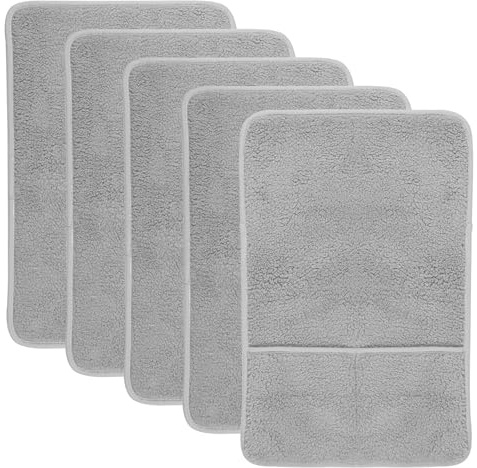 CBWERBB 5 Pack Sofa Armrest Cover with Side Storage Pockets,Lambswool Sofa Arm Protector Non Slip Armrest Chair Covers Washable Chair Arm Cover for Recliner Chair Armchair (Grey)