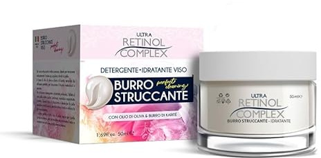 Ultra Retinol Complex Burro Struccante Idratante Viso con Olio di Oliva e Burro di Karité, Detergente Crema, 50ml