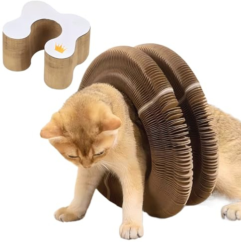 Generisch Katzen Kratzpad – Wellpappe 24.3x24.3x11.2cm | Magnetisches Faltbares Organ Kratzbrett Mit Ballspielzeug | Interaktives Kratzmöbel Für Mehrere Katzen Bewegung Beschäftigung Zuhause