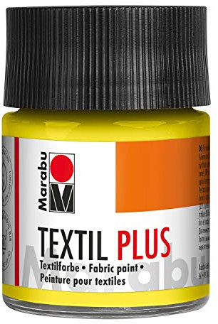 Marabu Textil Plus Tela, Apta Tejidos Oscuros, para Pintura impresión de Telas, después de la fijación, Lavable hasta 40 °C, Amarillo limón, 50 ml (Pack of 1), 50