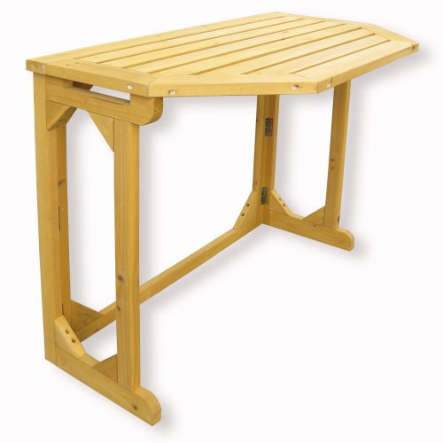 HABAU Klappbarer Gartentisch für Balkone aus Holz, Balkontisch 90 x 50 x 74 cm, Tisch vormontiert