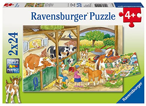 Ravensburger Puzzle Fröhliches Landleben - 2x24 Teile Puzzle ab 4 Jahre | 2x24 Teile Puzzle, Kinderpuzzle ab 4 Jahre, Ravensburger Qualität