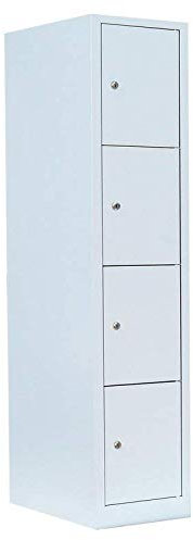 Lüllmann 4 Fächer Schließfachschrank komplett montiert grau 180x41,5x50cm (HxBxT) Wertfachschrank Fächerschrank Spind Umkleideschrank 523410