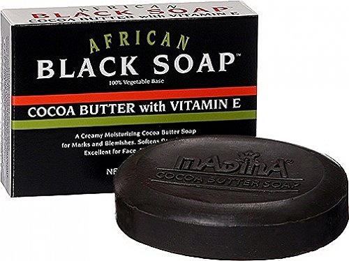 Madina African Black Soap Cocoa Butter with Vitamin E, 3.5 oz by madina
