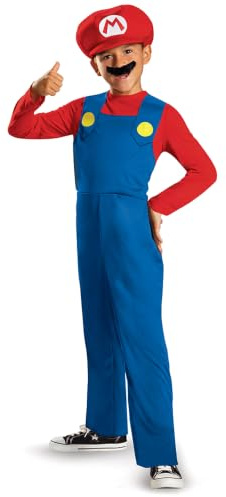 Disguise Nintendo Super Mario Costume, Officially Licensed Super Mario Brothers Boys Costume, Classic Child Size Medium (7-8)