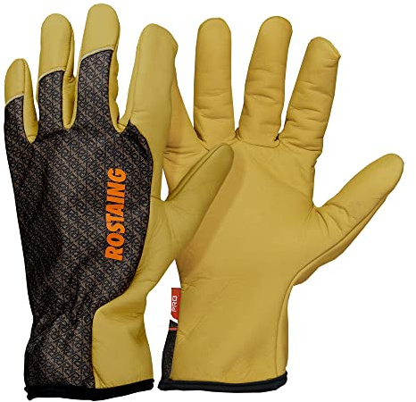 Guanti ROSTAING SEQUOIA - Paia di guanti da giardinaggio in pelle - Tutti i lavori in condizioni di asciutto e umidità - Piantare, scavare - Traspirante ed ergonomico - Guanto idrorepellente