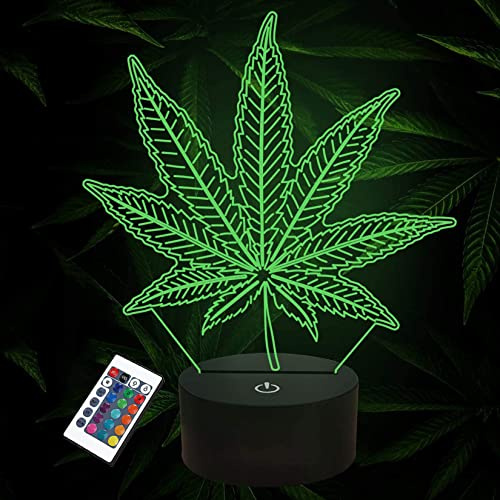 FULLOSUN 3D Nachtlichter, Leaf Illusion Lampe mit Smart Touch 16 Farben Wickeltisch Schreibtisch Schlafzimmer Dekor Optische Home Room Store Dekoration