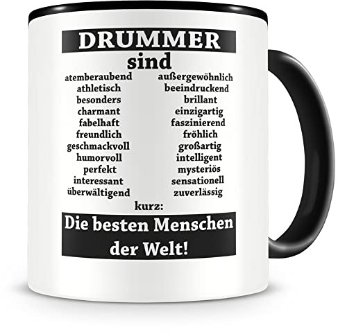 Samunshi® Drummer sind Tasse Beruf Geschenk Kaffeetasse Teetasse Kaffeepott Kaffeebecher Becher 300ml schwarz