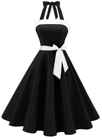 Timormode – Vestido de cóctel sexy, retro, vintage, para mujer, diseño de los años 40, 50 y 60, estilo Rockabilly, con escote A- Noir2 XXL
