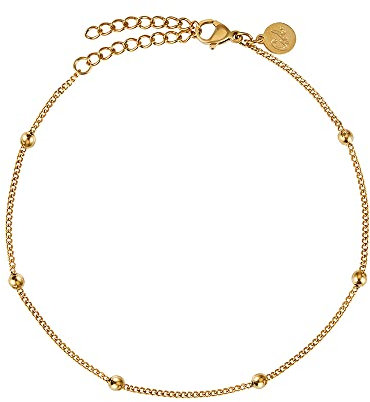 GD GOOD.designs Fußkettchen für Damen Gold - Wasserfest - Fußkette mit kleinen Perlen Dots - 18K vergoldet - Frauen Edelstahl Fußschmuck