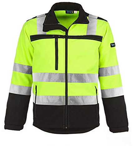 TMG® Warnschutzjacke für Herren | strapazierfähig | gefütterte Arbeitsjacke Klasse 2 | Gelb M