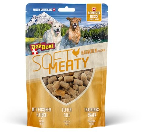 DeliBest Soft Meatys gjorda av kycklingkött I Hundsnacks spannmålsfri I Hundgodis I Godis för belöning eller träning I godis hund I Hundmellanmål med hög kötthalt I 150 g