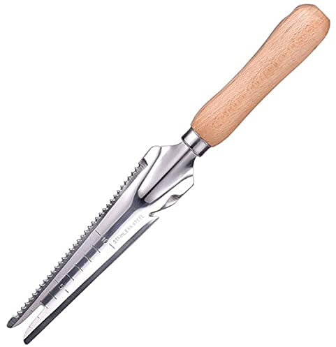 Hand Weeder Tool, Multi Use Garden Manual Weeding Tools with Wooden Handle Stainless Steel Head for Easy Weeder Removal, Transplanting, Pruning, Digging, Gauging