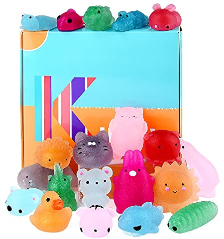 KUUQA 20pcs Glitzer Squishys Spielzeug, Squeeze Tierspielzeug für sensorische Erwachsene Stressabbau Spielzeug Geburtstagsfeier Gefälligkeiten für Kinder Goodie Bag Ostereierfüller