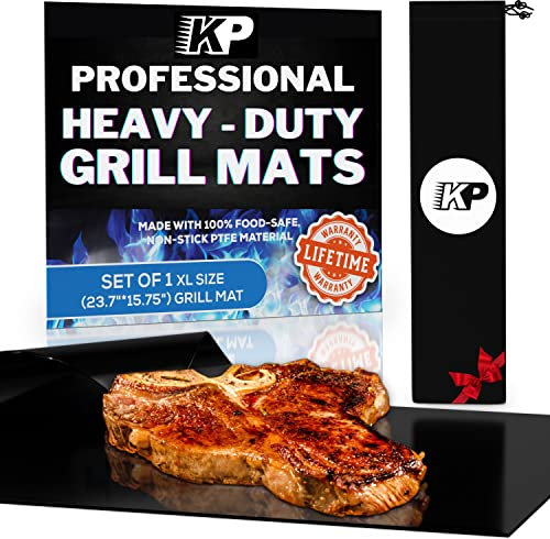 KITCHEN PERFECTION 1 XL BBQ Grillmatten für Outdoor-Grill – robuste Grillmatten, wiederverwendbare Grillblätter für Gasgrill, extrem hitzebeständig, 600 °C, antihaftbeschichtet und leicht zu reinigen,