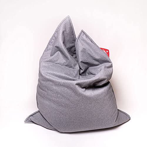 QSack Favoritsäck sittsäck XXL EPS testad för skadliga ämnen saccosäck fyllning med inlett sittsäck 140 x 180 (grå)