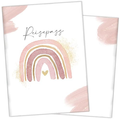 cozy racoon NEU Reisepasshülle für Kinder | Hochwertige Hülle für den Reisepass Deines Kindes |Design Wasserfarben Rosa (ohne Personalisierung)