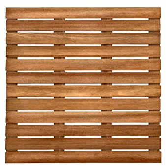 Belladoor Terrassenfliese Bangkirai | 1 Stück x 100 x 100 x 2,4 cm = 1 m² | Fein Geriffelt | Holzfliese | Terrassenfliesen aus Bangkirai-Holz | Beständiger Balkon-Bodenbelag | 14 Latten