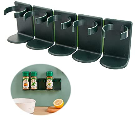 letuxaamz Gewürzregal Ohne Bohren Küchenschrank Gewürzhalter, Selbstklebend Gewürz Halterung für Gewürzgläser, Schrankeinsatz,Organizer Küche, Wand, Schranktür, Wohnmobil, Camping-5 Stück, Zerlegbar