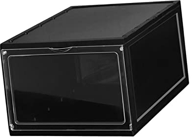 predolo Caja de Zapatos Cubos de Zapatos Caja de exhibición apilable Calzado Almacenamiento Plegable Ahorro de Espacio Cajas de Juguetes para niños, Negro