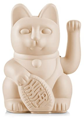 Lucky Cat Ocher - ockerfarbene Winkekatze, japanische Maneki Neko Deko-Katze, 15 cm groß