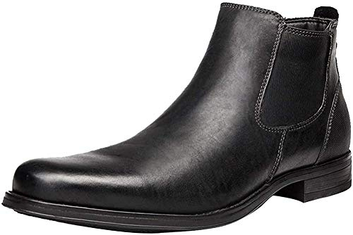 ANUFER Hombres Genial Retro Piel Genuina Botines Chelsea Tobillo Alto Zapatos de Vestir Negro SN01905 EU45