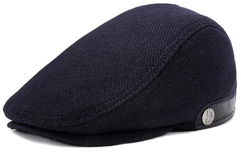 Superora Herren Schiebermütze,Retro 1920er Stil,Warm Herbst/Winter Barett | mit Ohrenklappen,Einfarbig/Karo/Rauten/Fischgräten muster, Schlicht und edel, Mischgewebe Pflegeleicht