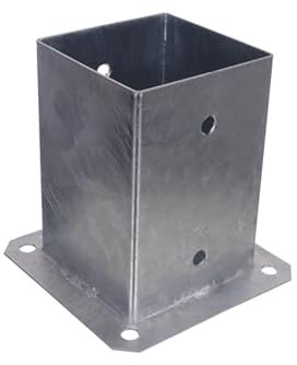 NAJDER Supporto per pali a vite quadrata 140x140 mm, manicotto a terra, ancoraggio per pali in legno, acciaio zincato a caldo per recinzioni, altalene, pergole, Colore: argento