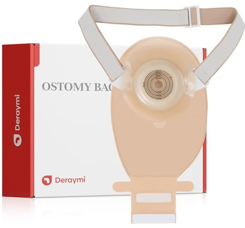 DERAYMI 10PCS Convex Stoma Bags, One-Piece15-45mm Can Be Cut Convex Chassis Colostomy Bags, Ostomy Supplies Stoma Care for Uneven Colostomy, Ileostomy, with Adjustable Ostomy Belt